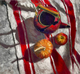 3 on Red Stripes by Jeri Greenberg